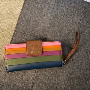 Fossil multi stripe clutch